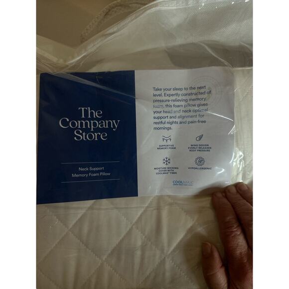 The Company Store Soft Neck Support Memory Foam Pillow Size 15"x24.75" W… - Picture 8 of 8